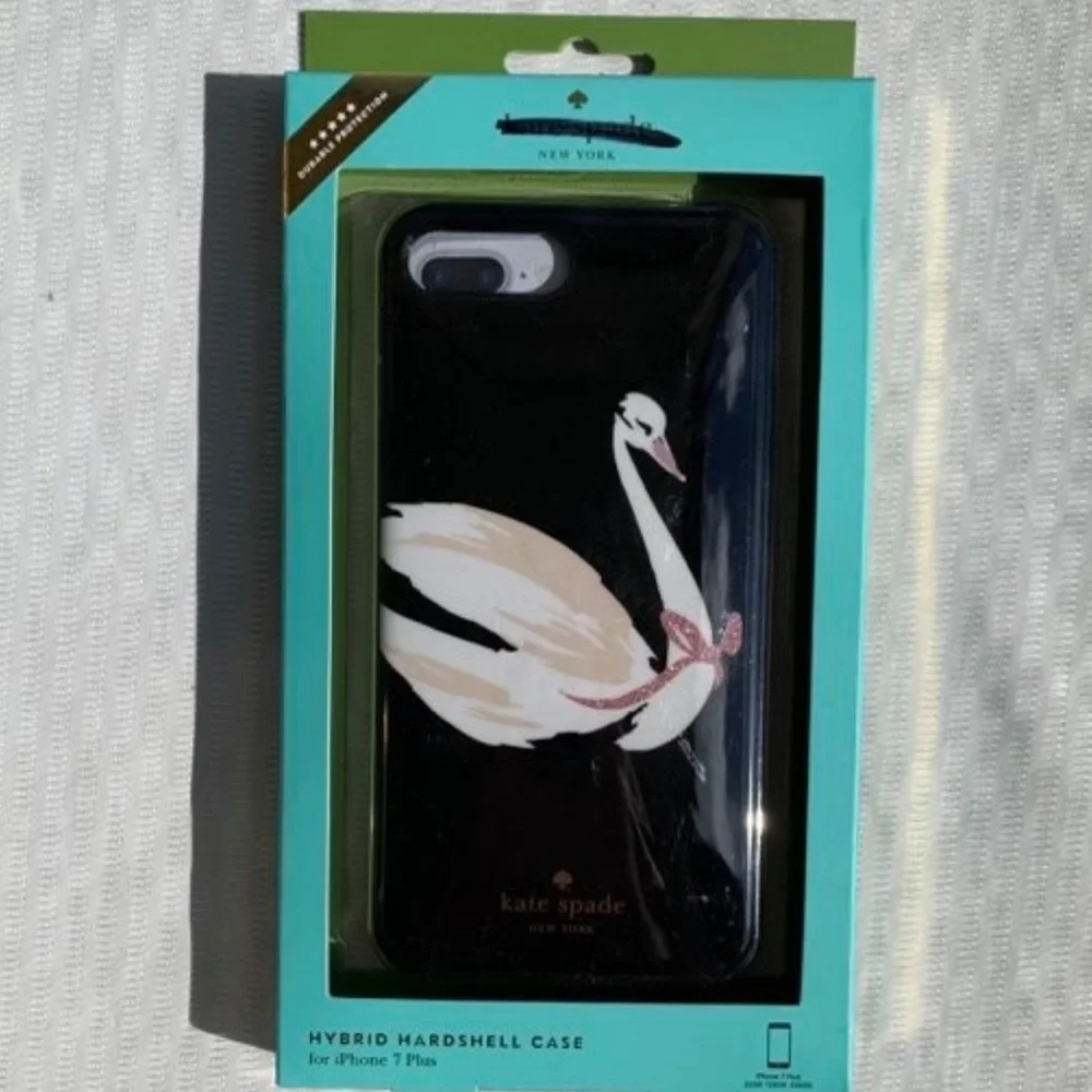 Kate Spade Swan Around iPhone Hybrid Hardshell 7 Plus Case New! Pink Black
